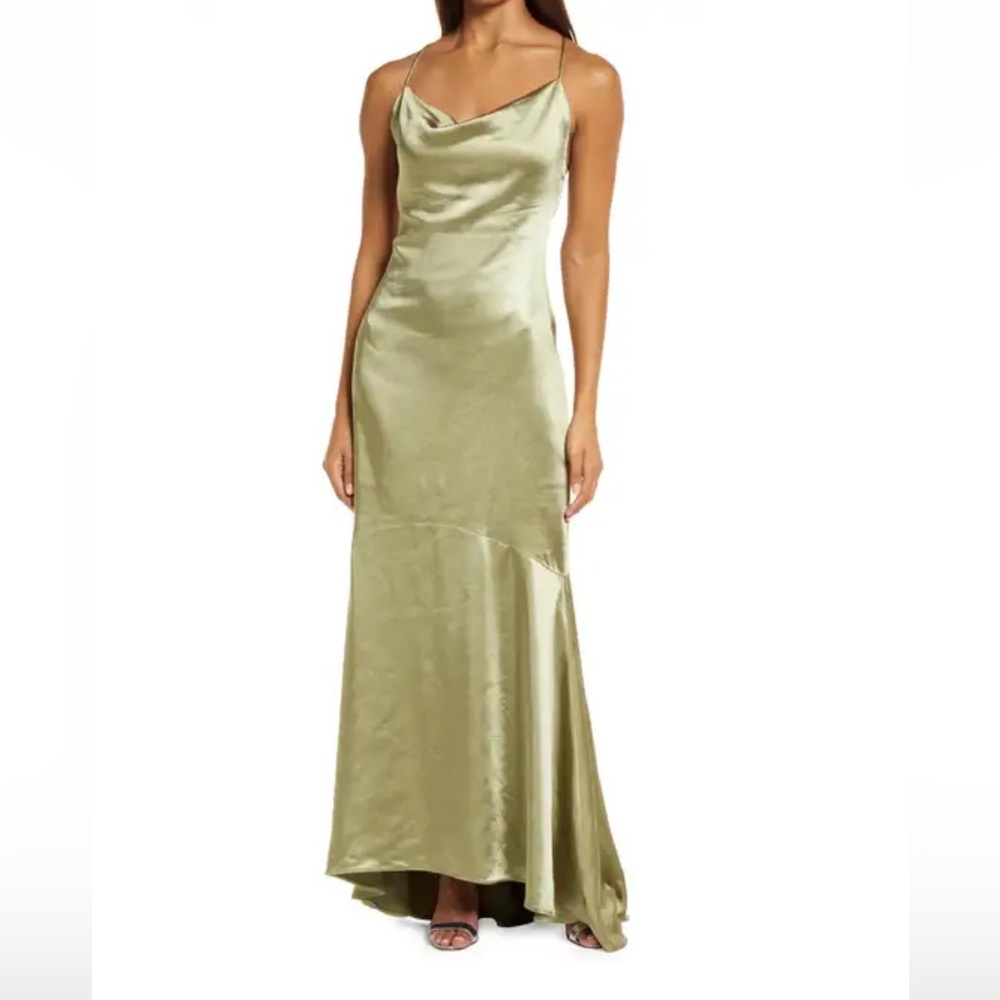 Elliatt Aisle Satin Slipdress M Khaki Green